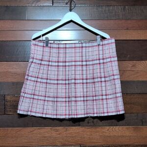 No Boundaries Pink Plaid Pleated Mini Skirt